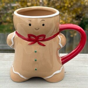 Christmas Gingerbread Man Mug with Red Handle